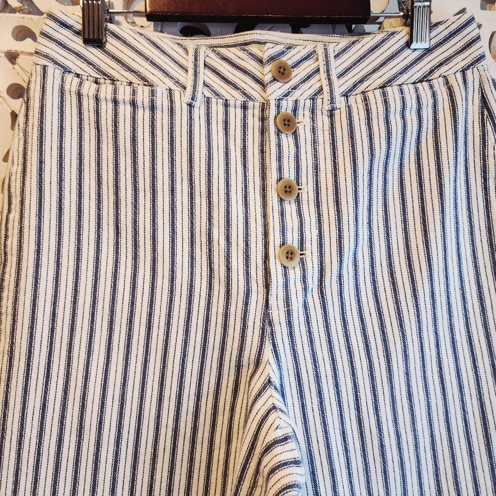 MADEWELL Emmett Wide-Leg Crop Pants in Stripe: Button-Front SZ 27 - Picture 10 of 15